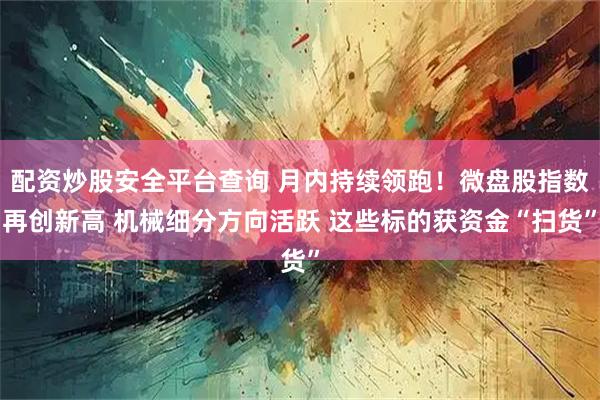 配资炒股安全平台查询 月内持续领跑！微盘股指数再创新高 机械细分方向活跃 这些标的获资金“扫货”